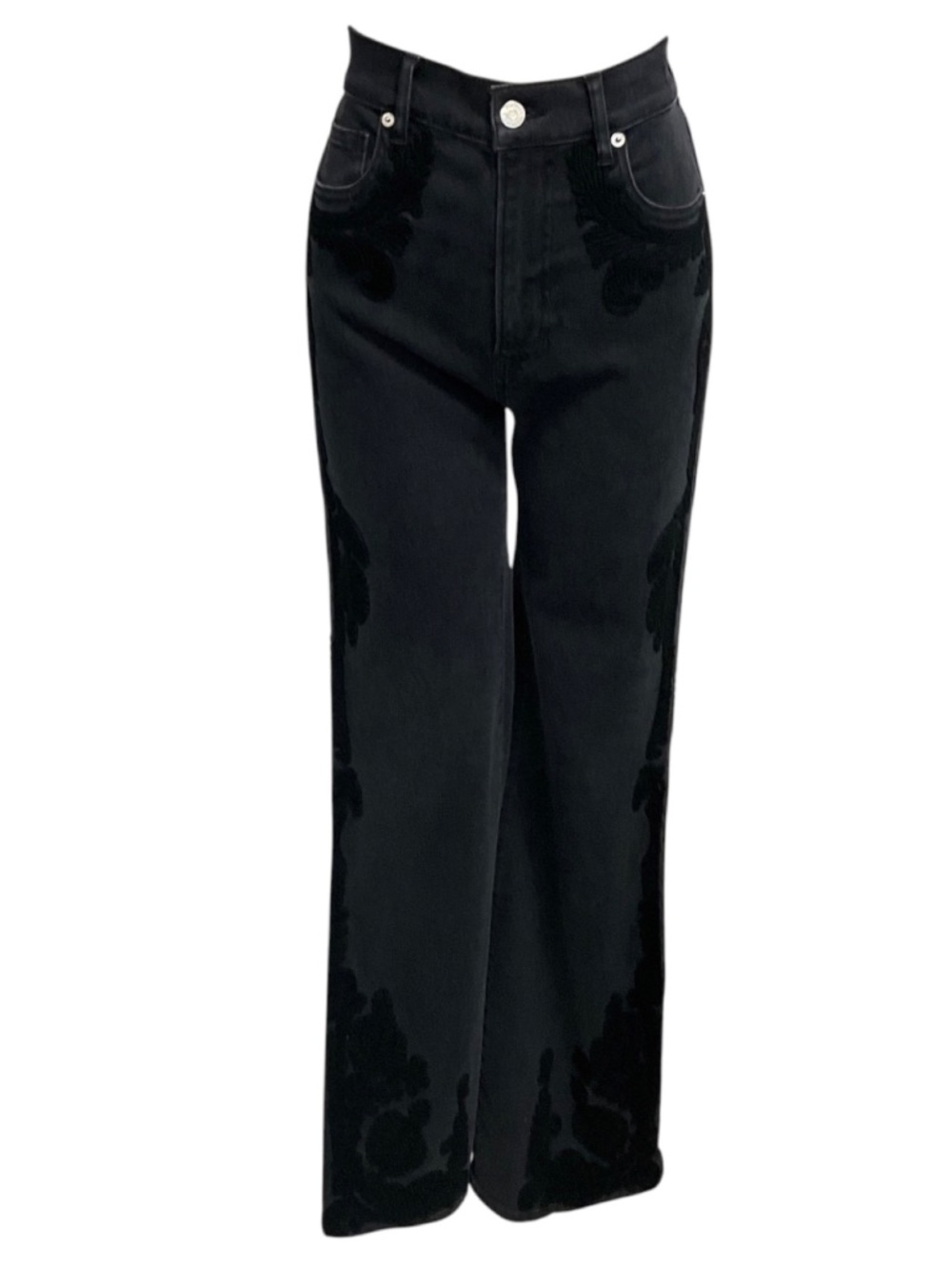 VERONICA BEARD JEANS BLACK WASHED ONYX CROSBIE HIGH RISE WIDE LEG JEANS WITH TON